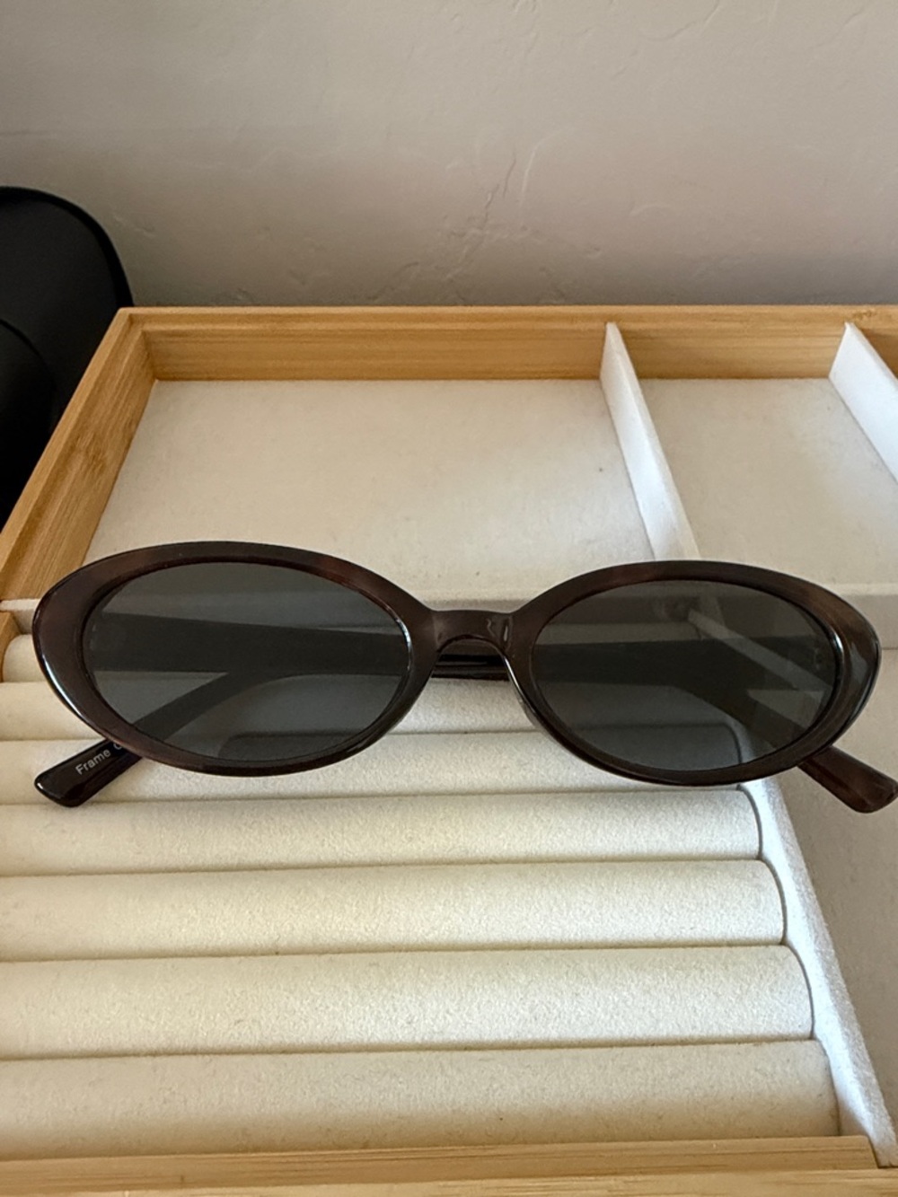 Oval Dark Brown Sunglasses with Smoke Lenses